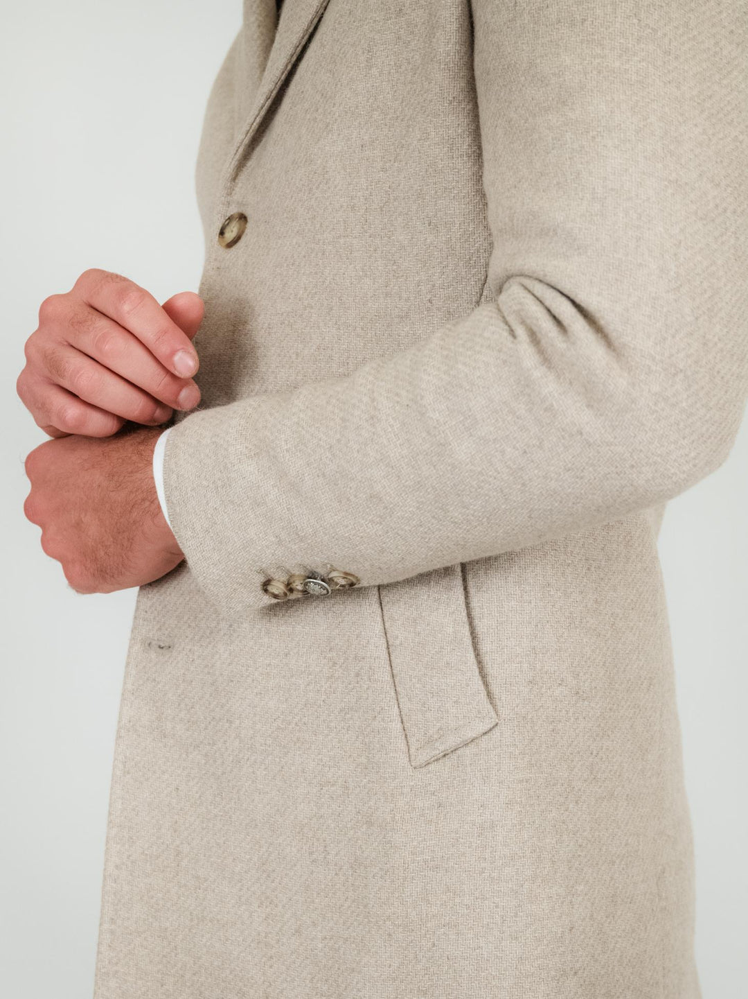 CAPPOTTO MONOPETTO BEIGE IN LANA GRACCHIO BEIGE ANDREA MORANDO 