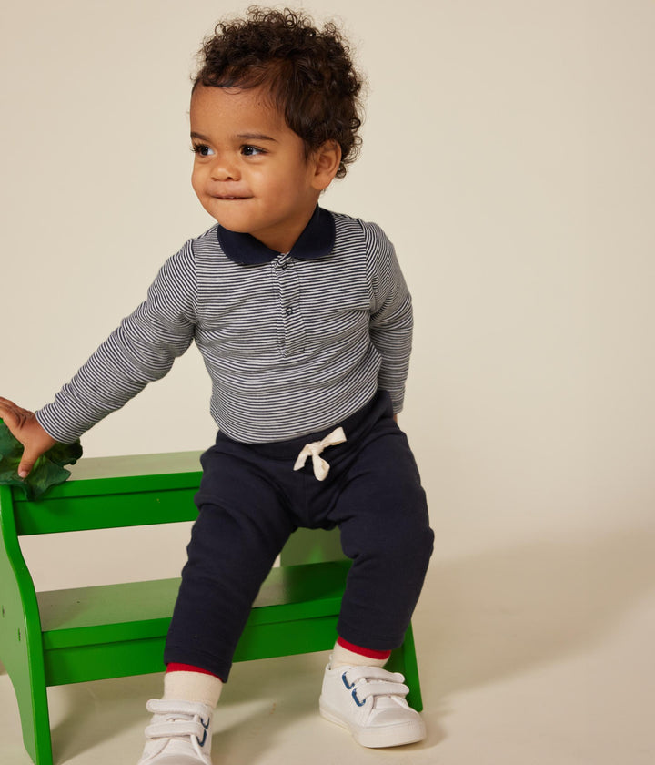 Body a righe a manica lunga a righe con colletto in cotone A0BQE 01 PETIT BATEAU 
