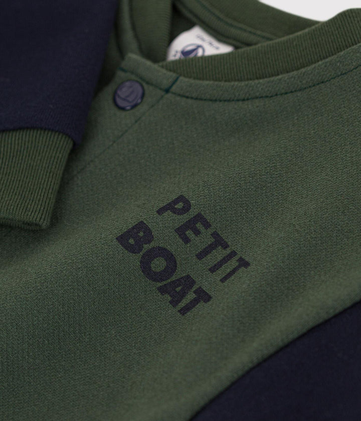 CAPPOTTO LETTER JACKET IN TESSUTO FELPATO VERDE E BLU PER BEBÈ A08H0 03 PETIT BATEAU 