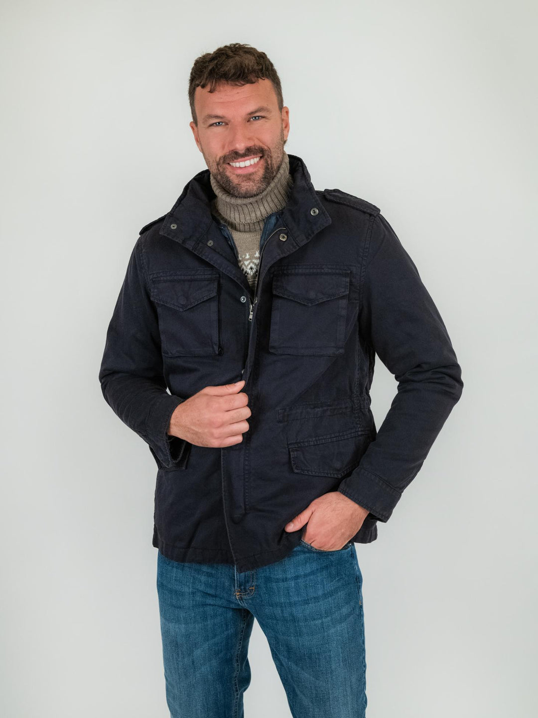 Field jacket in cotone blu con imbottitura separabile BU25W04JKTWILL 200 ANDREA MORANDO 