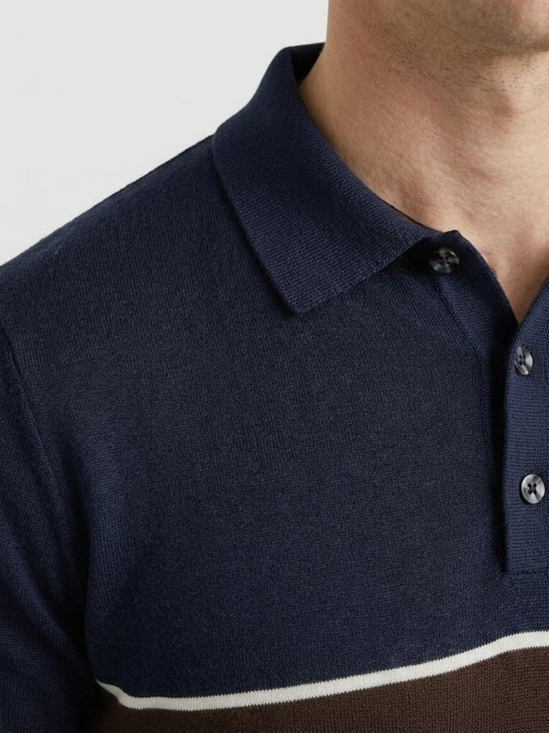 Polo in maglina navy con banda testa di moro 8-LY0014 7000 ANDREA MORANDO 