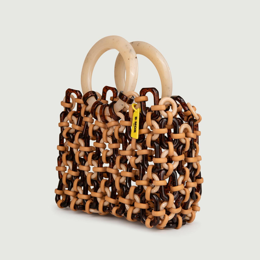 BORSA CON MANICI IN RESINA MULTICOLOR BEIGE "DOLL" DOLL BEIGE BIMOR 