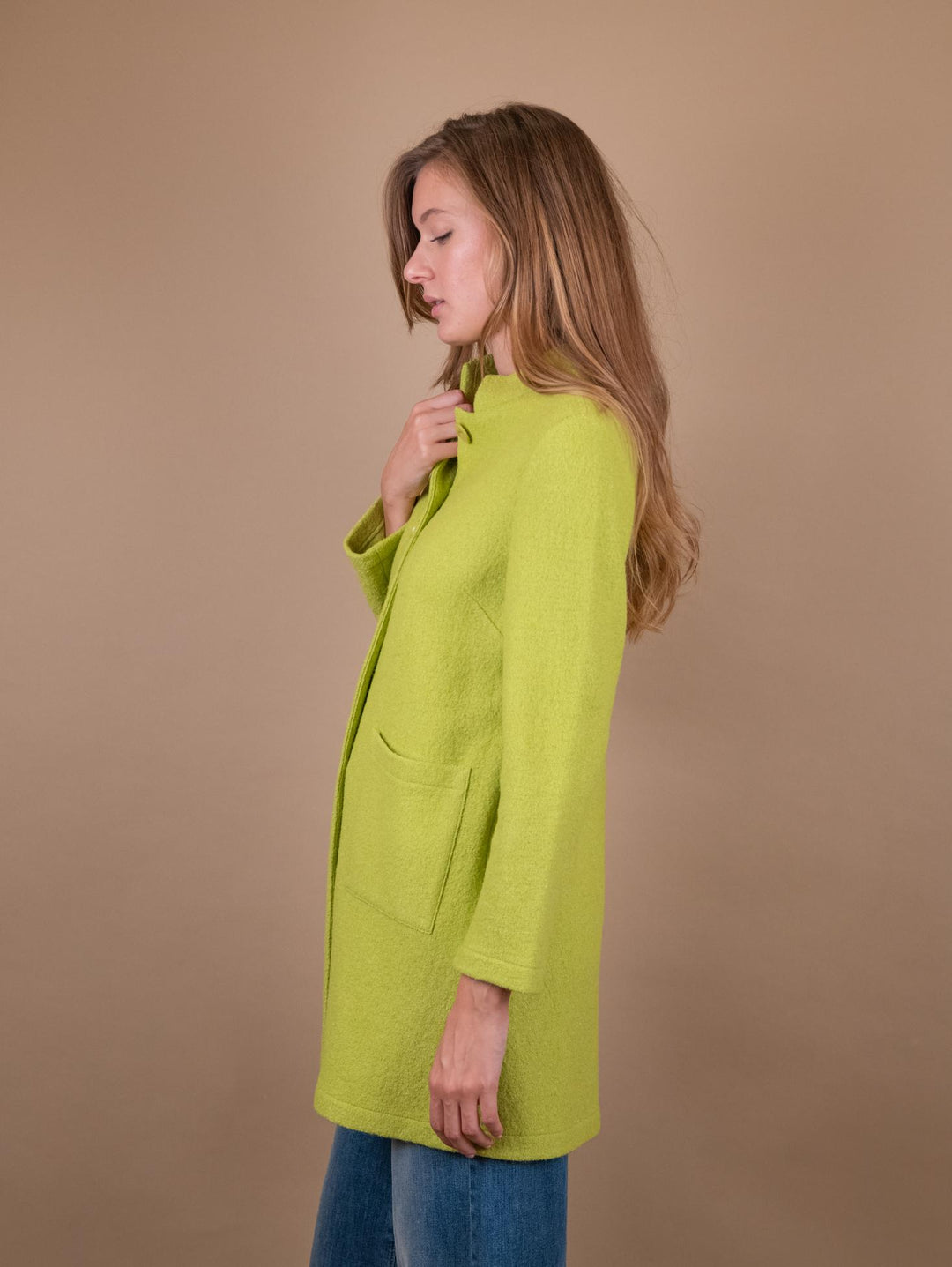 CAPPOTTINO SFODERATO IN LANA COTTA VERDE LIME 2371570 032 ANDREA MORANDO 
