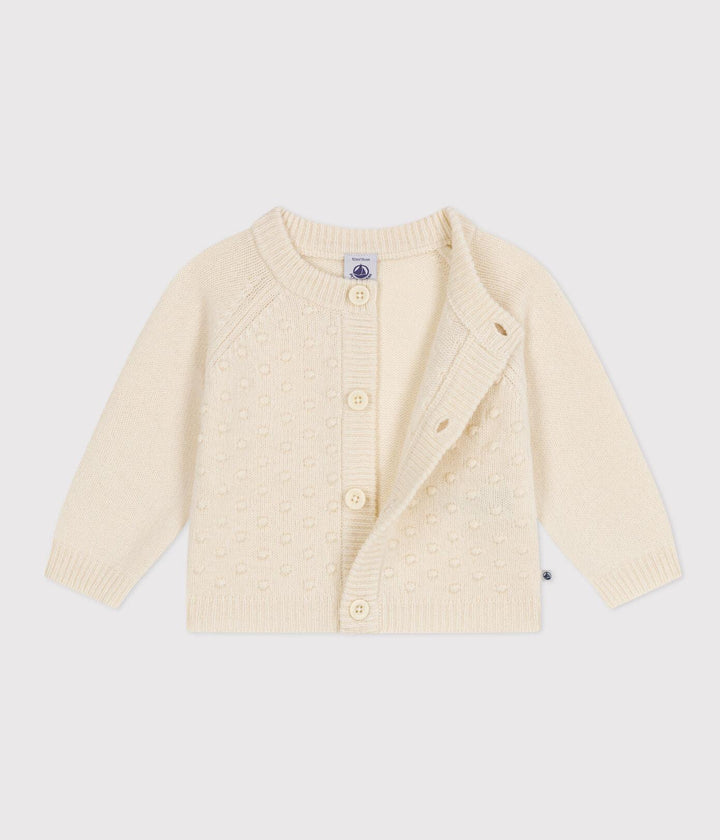 CARDIGAN IN TRICOT DI LANA E COTONE BEBÈ A08AC 01 PETIT BATEAU 
