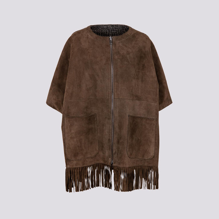 GIUBBOTTO STRUTTURATO IN CAMOSCIO  CON PIUMINO IN ECO-PIUMA FANGO LINR 18 JACK LEATHER 