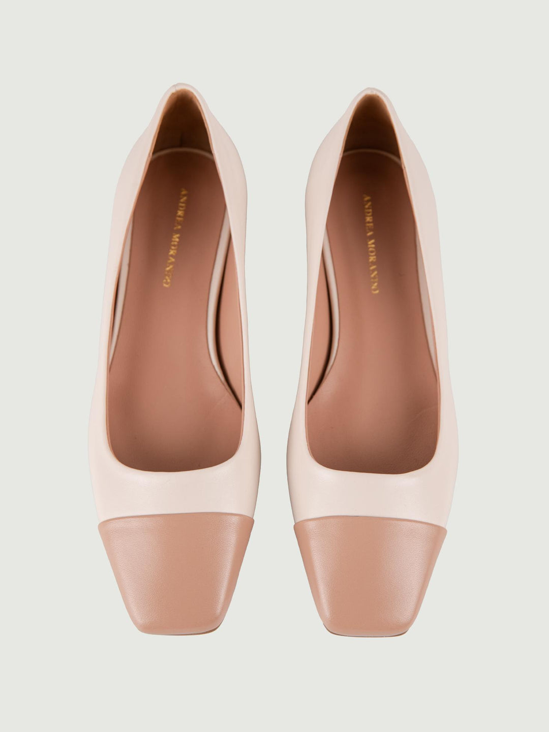 Ballerina in pelle bicolore con punta squadrata