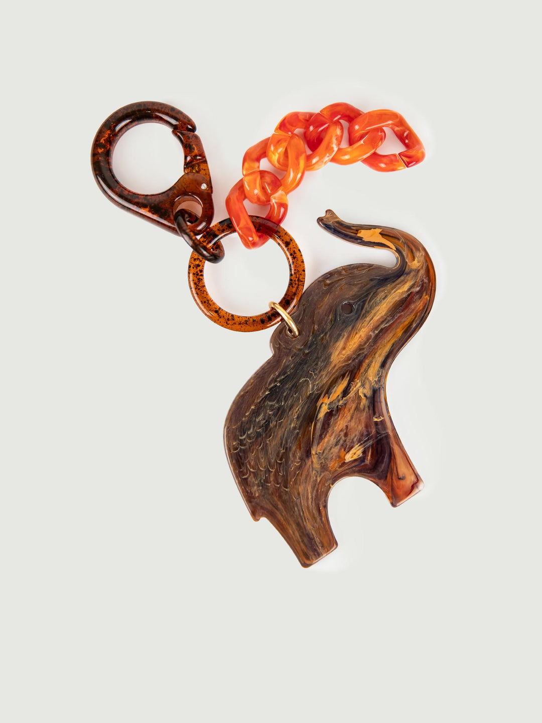 CHARM IN RESINA ELEFANTE MARRONE E CATENA CHARM ELEFANTE MARRONE BIMOR 