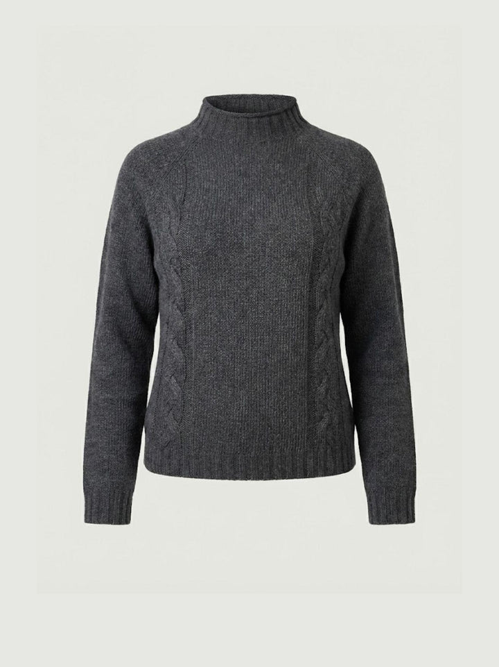 Maglia lupetto in lana antracite con trecce 14117LU MARENGO ANDREA MORANDO 