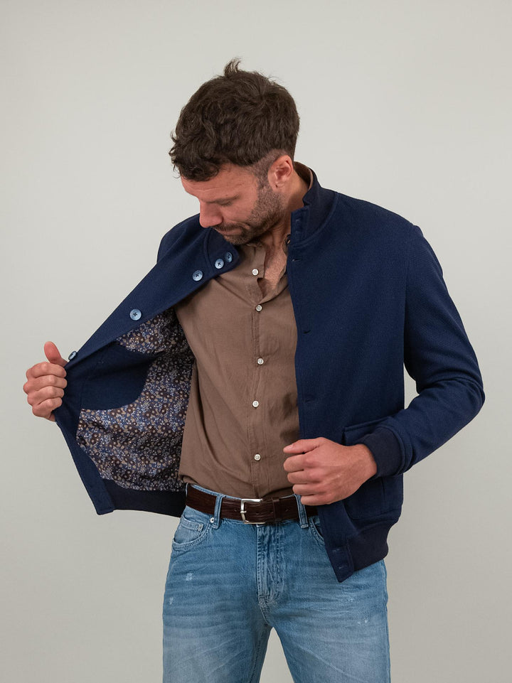 GIUBBOTTO IN MAGLIA BLU NESTA BLU ANDREA MORANDO 