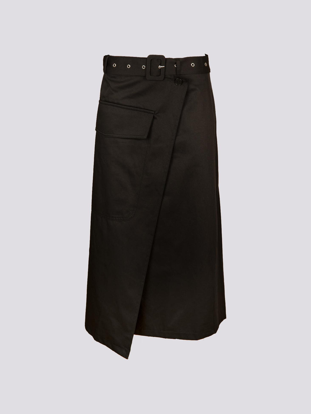 GONNA MIDI A PORTAFOGLIO IN MISTO COTONE NERA B9223 NERO ANDREA MORANDO 