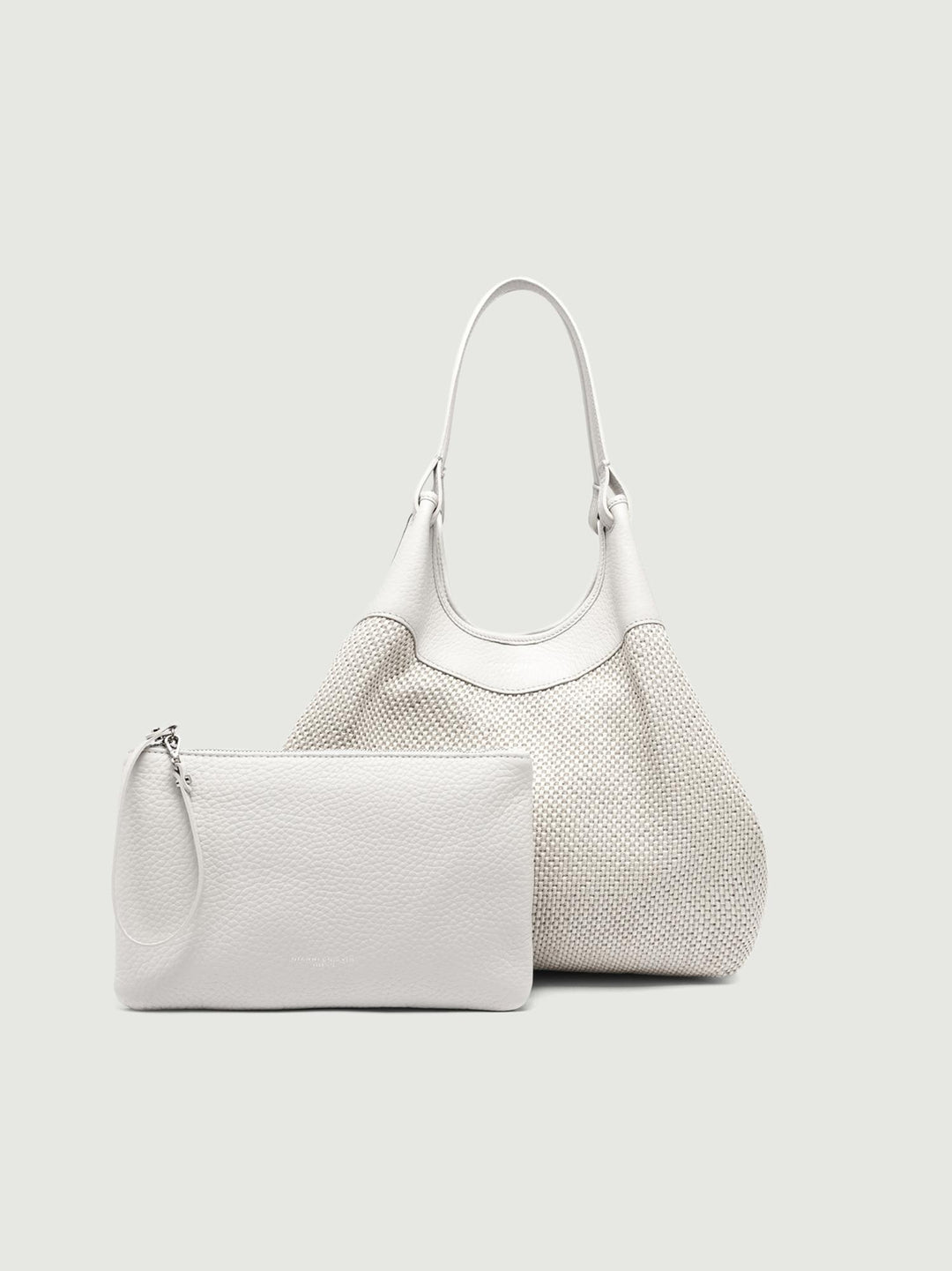 Borsa a spalla Dua in pelle e tessuto bianca BS 10370/24PE CST-PL 211 GIANNI CHIARINI 