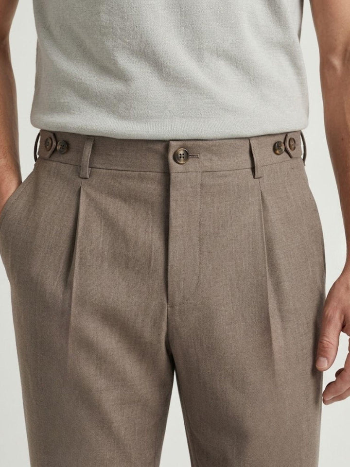 Pantalone con pinces color fango GALILEO FANGO ANDREA MORANDO 