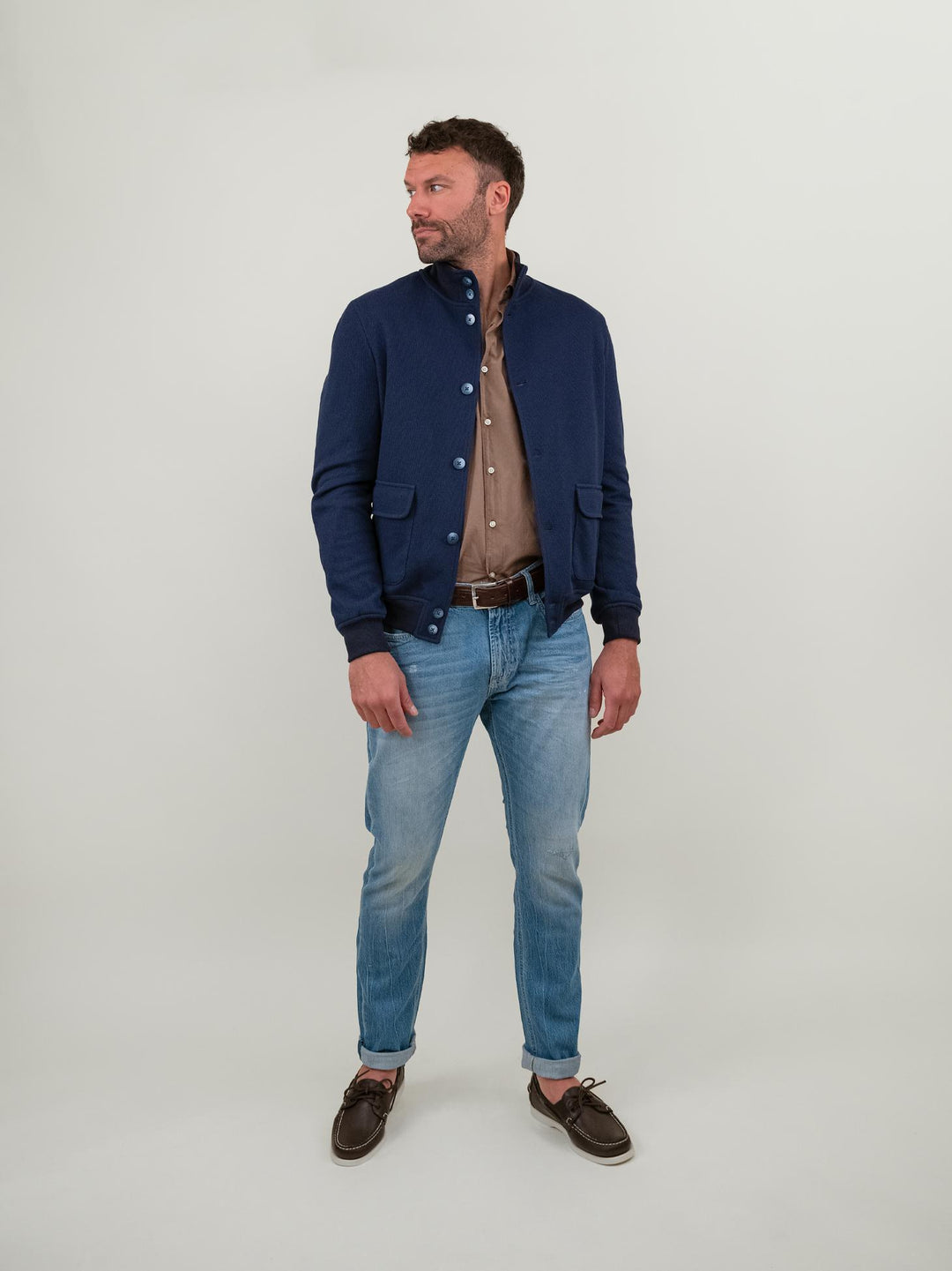 GIUBBOTTO IN MAGLIA BLU NESTA BLU ANDREA MORANDO 