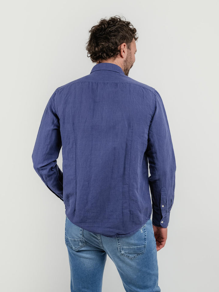 CAMICIA  FLYNN IN LINO E COTONE  BLU