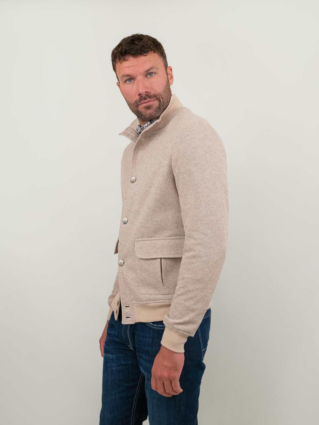 GIUBBOTTO IN MAGLIA BEIGE NESTA BEIGE ANDREA MORANDO 