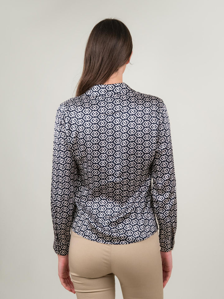 CAMICIA BLU STAMPA GEOMETRICA C2446G7 V4 ANDREA MORANDO 
