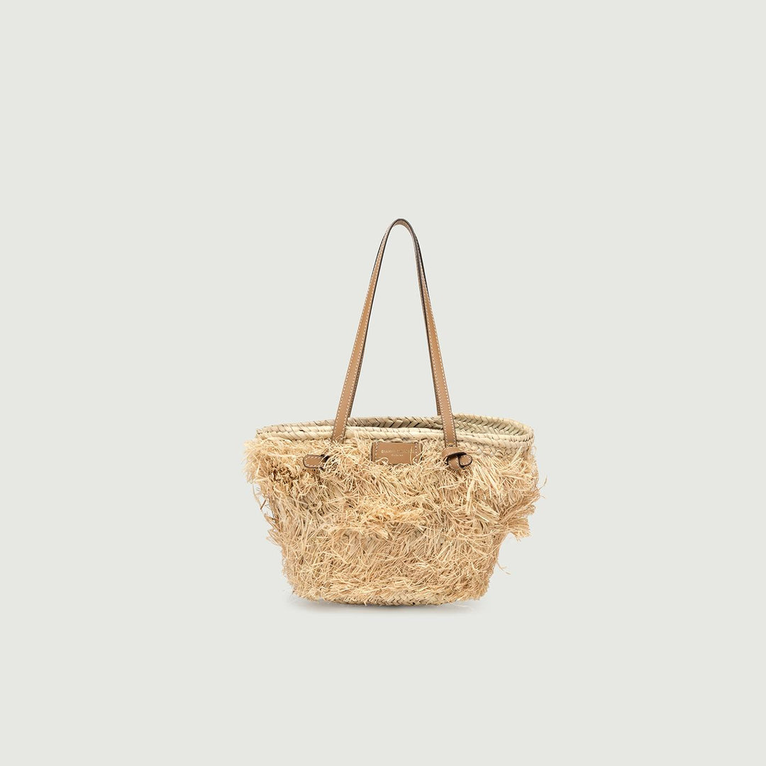 BORSA A SPALLA MIRTA IN PAGLIA CON DETTAGLI CUOIO BS 10760 BSK-PL 2554 GIANNI CHIARINI 