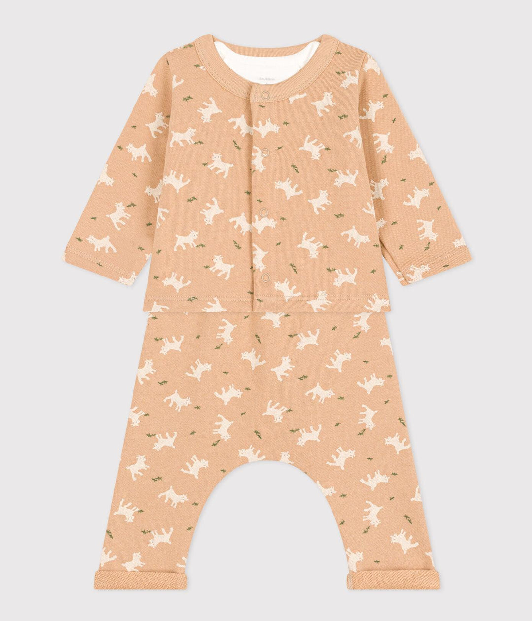 COMPLETO IN TESSUTO FELPATO CON STAMPA CAPRETTA PER BEBÈ A087U 01 PETIT BATEAU 