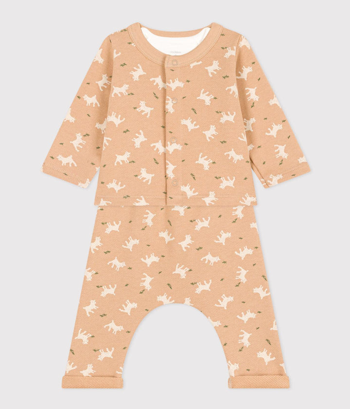 COMPLETO IN TESSUTO FELPATO CON STAMPA CAPRETTA PER BEBÈ A087U 01 PETIT BATEAU 