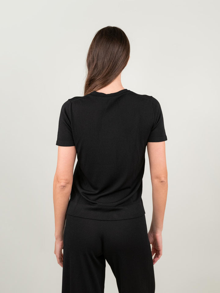 T-SHIRT A MANICA CORTA IN MAGLIA NERA 2666 NERO ANDREA MORANDO 