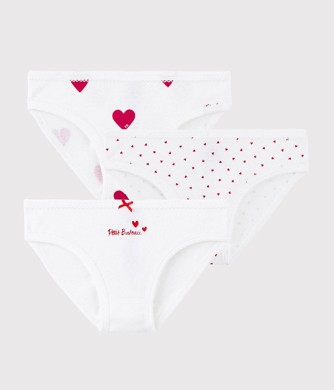 CONFEZIONE DA 3 SLIP MOTIVO CUORE A00FP 00 PETIT BATEAU 