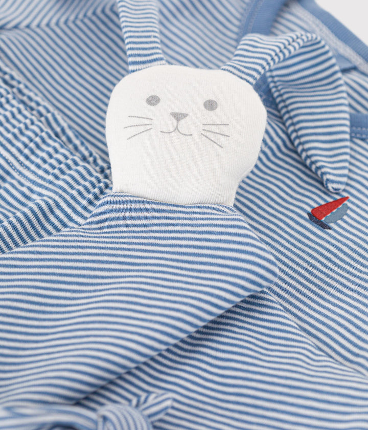 Set azzurro con doudou stampa righe A0BO6 01 PETIT BATEAU 