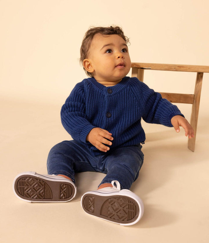 CARDIGAN IN TRICOT DI COTONE BLU A089S 01 PETIT BATEAU 