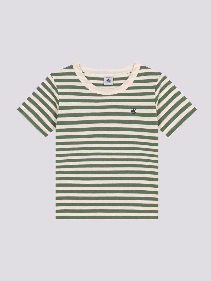 T-SHIRT VERDE A RIGHE IN JERSEY LEGGERO BAMBINO A0A1D 02 PETIT BATEAU 