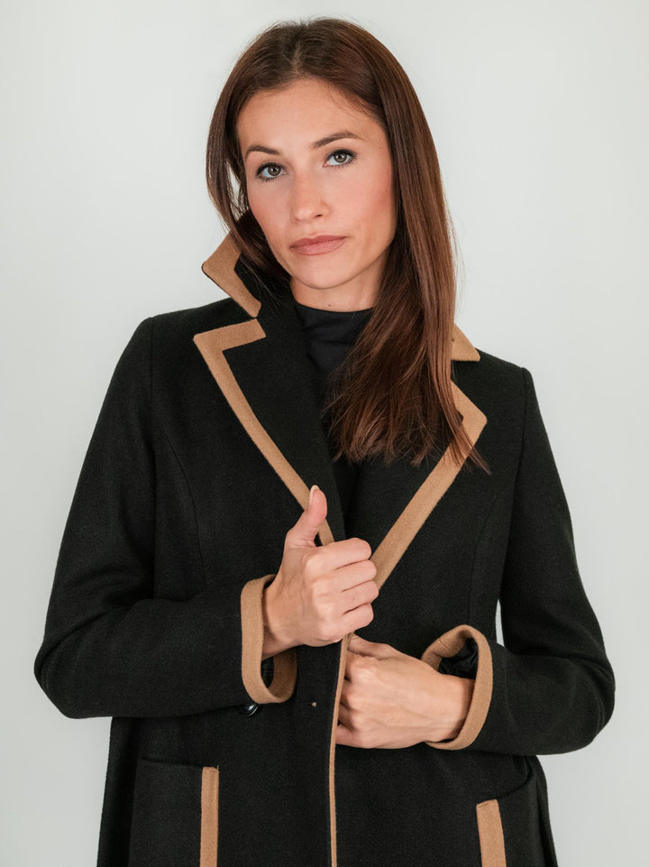 CAPPOTTO NERO CON PROFILI CAMMELLO 9775RO NERO/CAMMELLO ANDREA MORANDO 