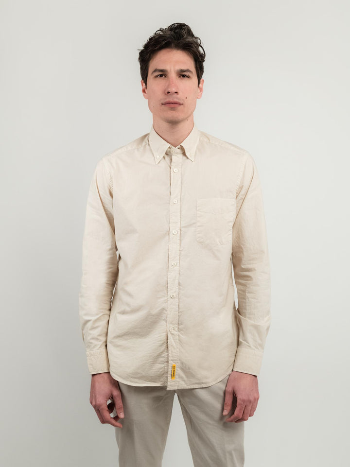 CAMICIA IN MUSSOLA DI COTONE BOTTON DOWN SABBIA