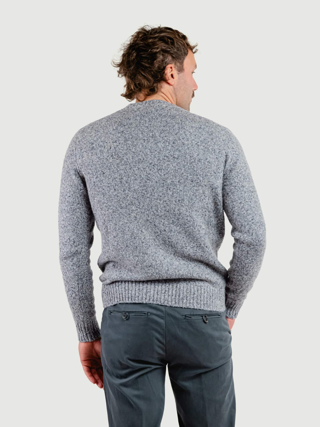 MAGLIONE IN LANA E ALPACA BLU MELANGE 87501 BLU ANDREA MORANDO 