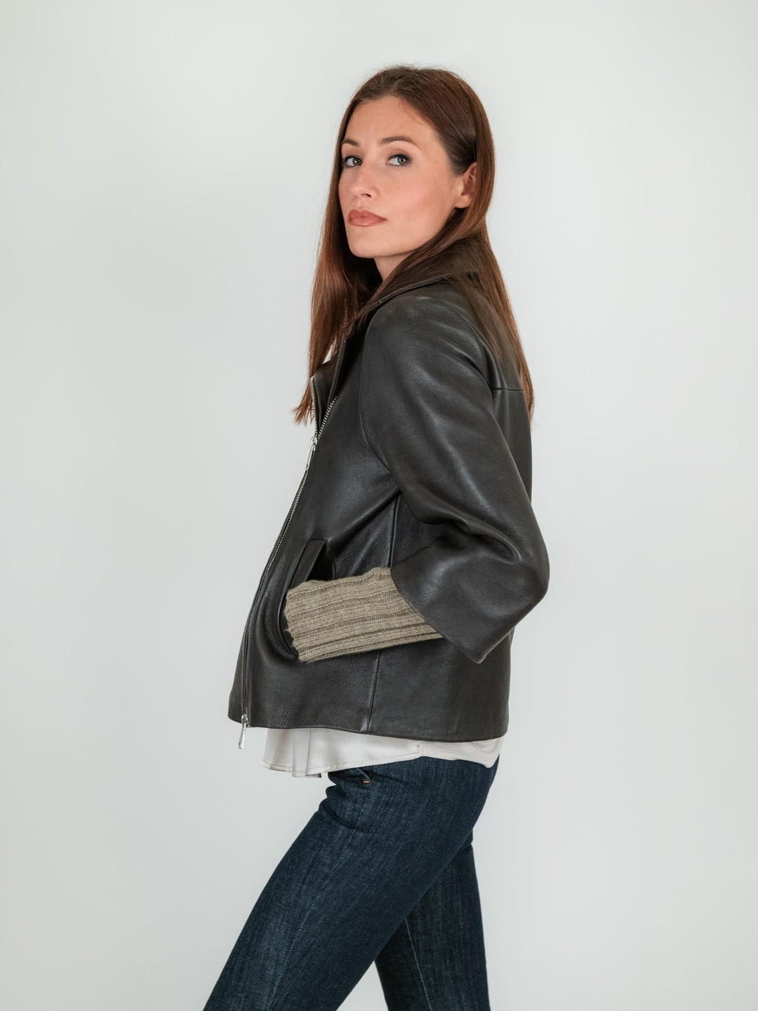 GIACCA IN PELLE GEMINI CON MANICHE IN MAGLIA GEMINI 06 JACK LEATHER 