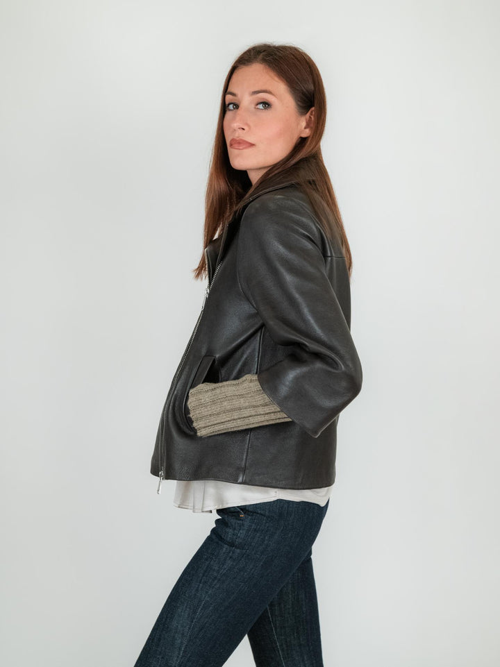 GIACCA IN PELLE GEMINI CON MANICHE IN MAGLIA GEMINI 06 JACK LEATHER 