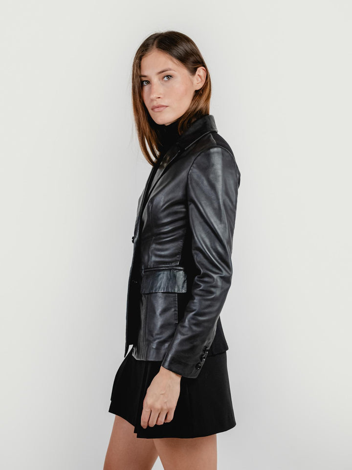 BLAZER DOPPIOPETTO LILLY IN PELLE NERO LILLY 20 JACK LEATHER 