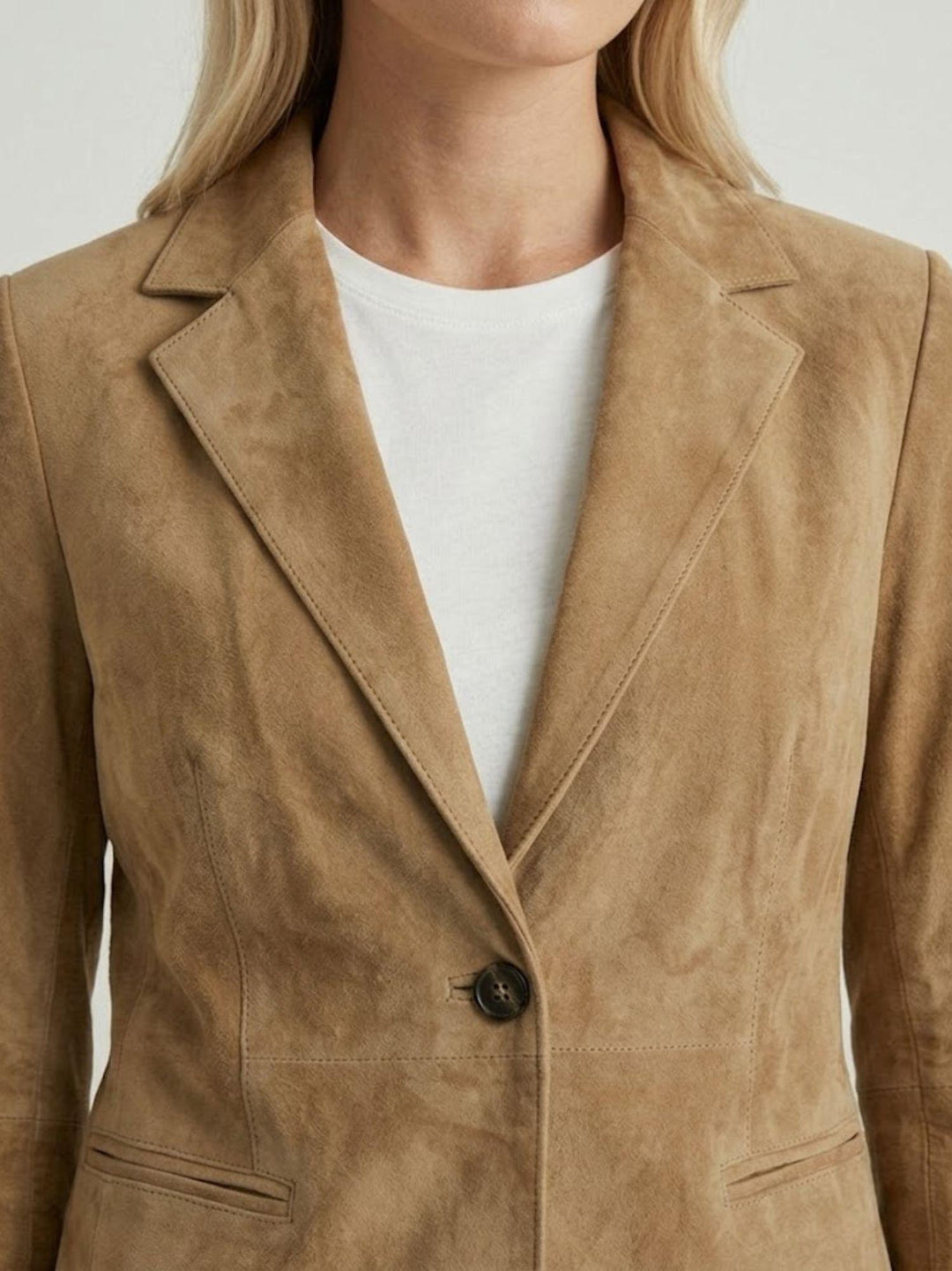 Blazer monopetto Beatriz in pelle scamosciata beige BEATRIZ 11 JACK LEATHER 