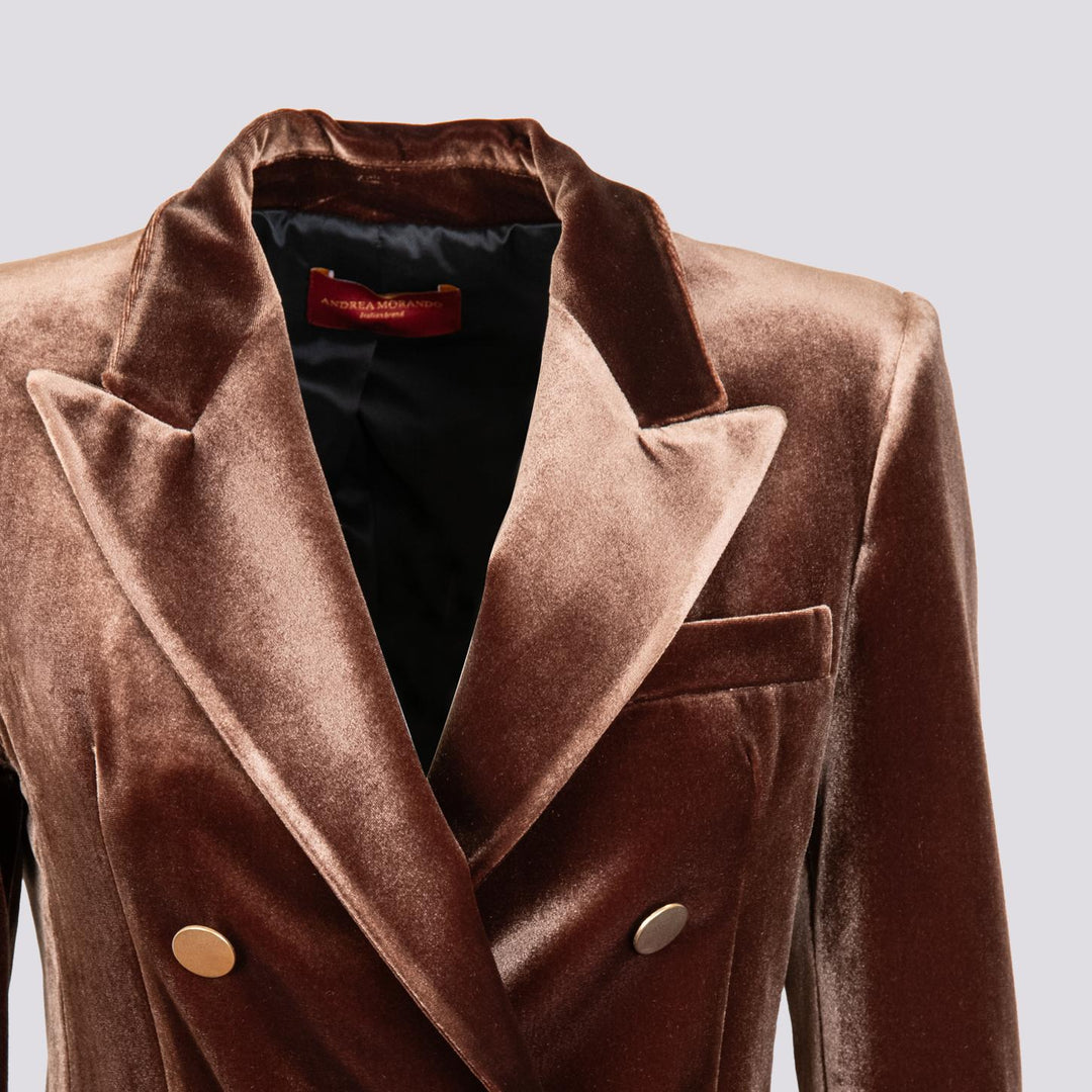 BLAZER DOPPIOPETTO IN VELLUTO MARRONE 3877/2894 75 ANDREA MORANDO 