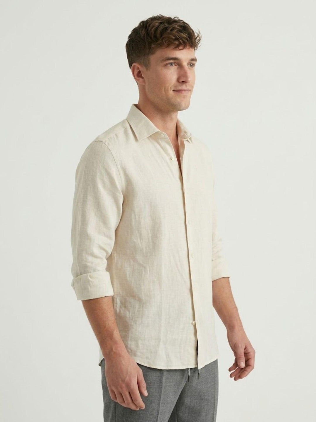 camicia in lino color bianco naturale 9432900 100 ANDREA MORANDO 