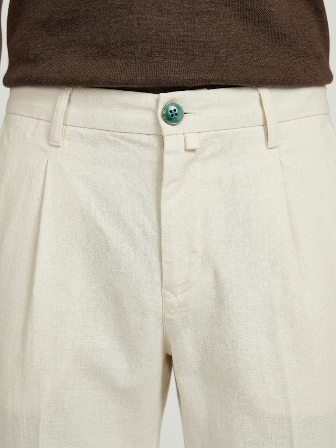Pantalone chino in lino e cotone bianco P-TONY 1150 ANDREA MORANDO 