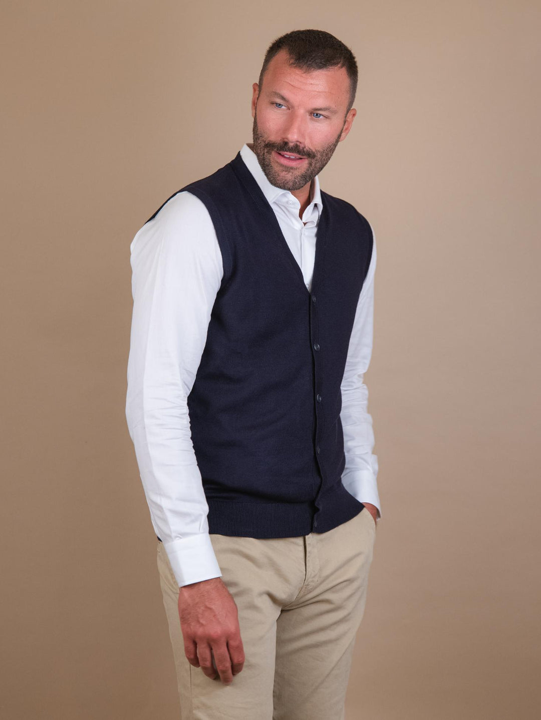 GILET CON BOTTONI NAVY 3002900 205 ANDREA MORANDO 