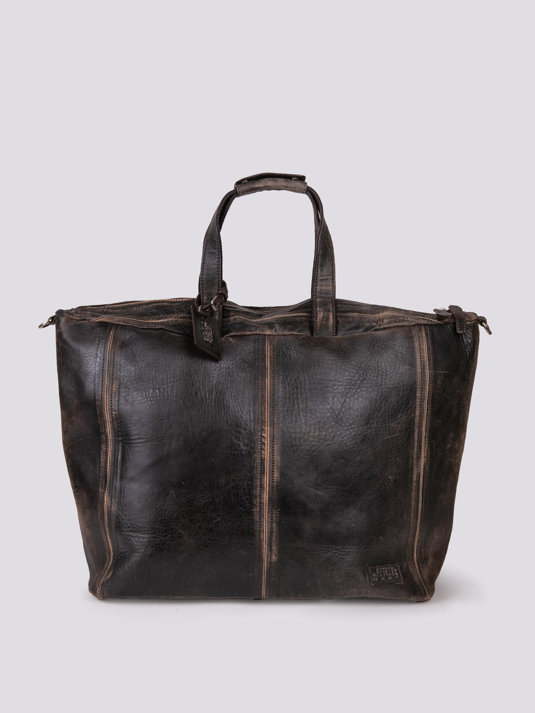 BORSONE IN VIAGGIO IN PELLE MARRONE EFFETTO VINTAGE INTERNATIONAL INTE 06 JACK LEATHER 