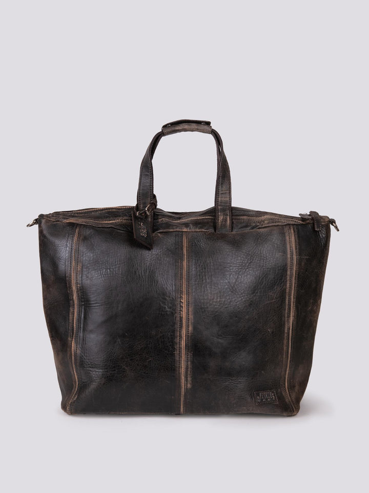 BORSONE IN VIAGGIO IN PELLE MARRONE EFFETTO VINTAGE INTERNATIONAL INTE 06 JACK LEATHER 