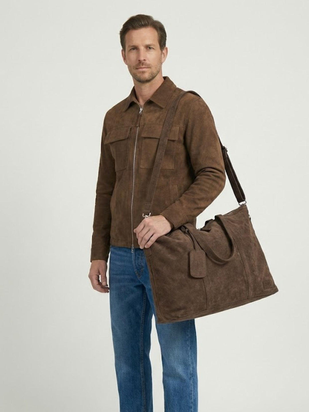 Borsone Juan in camoscio cacao JUAN 06 JACK LEATHER 