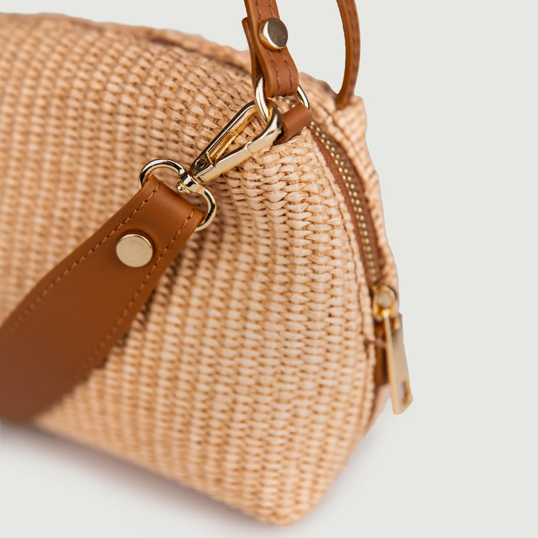 BORSA IN RAFIA CON INSERTI IN PELLE "CUTIE" CUTIE RAFIA BIMOR 