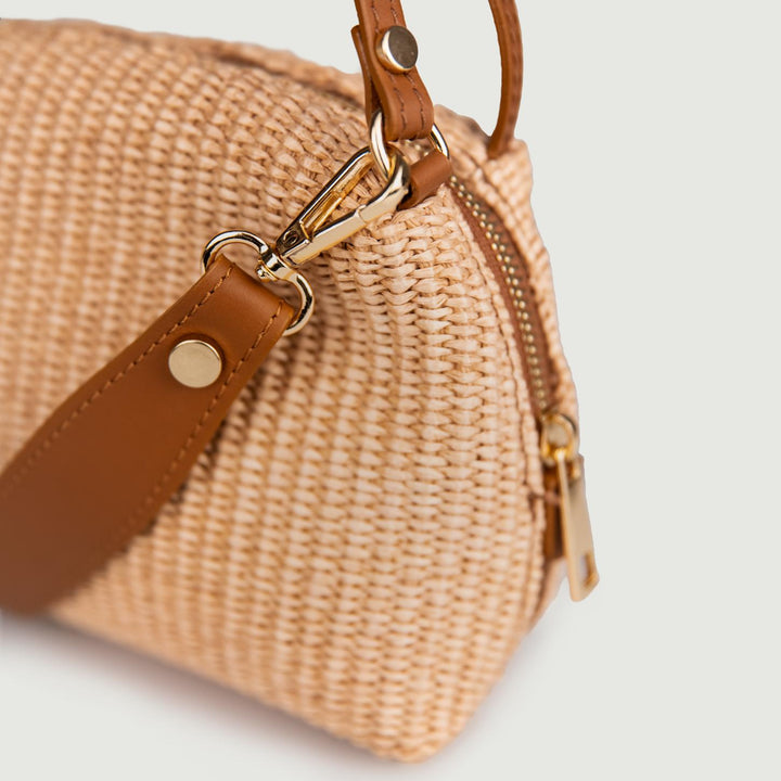 BORSA IN RAFIA CON INSERTI IN PELLE "CUTIE" CUTIE RAFIA BIMOR 
