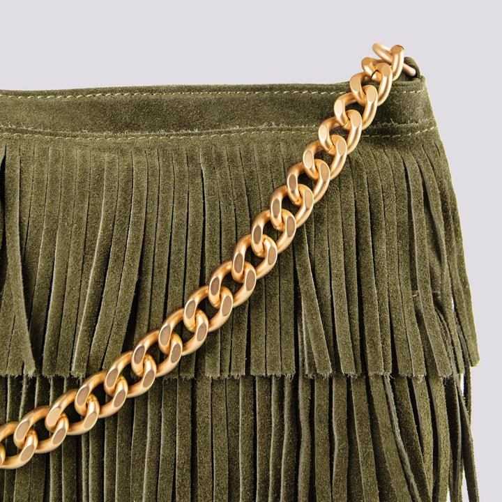 Borsa a tracolla in camoscio con frange verde militare Jigly JIGLY VERDE BIMOR 