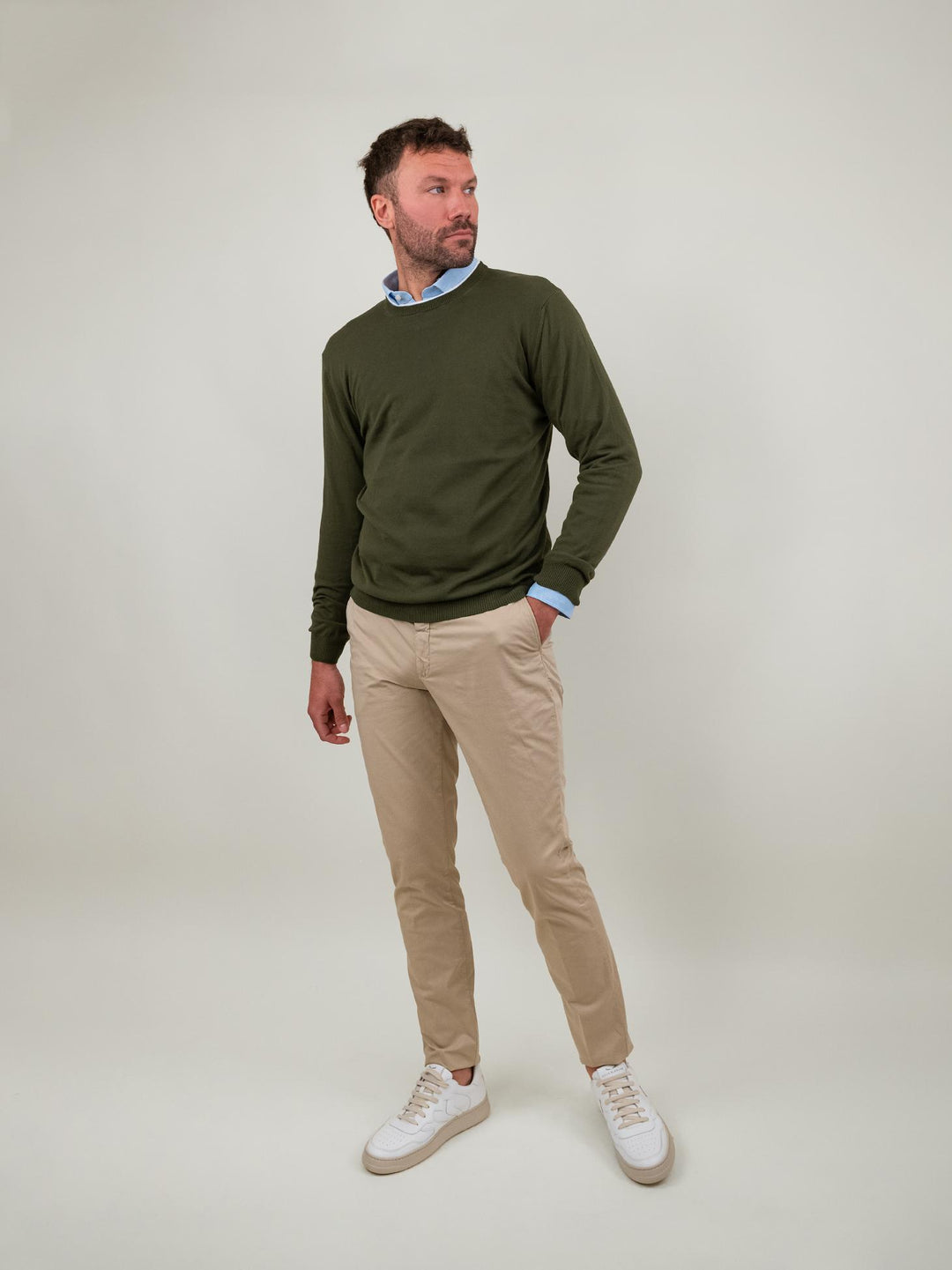 Maglia a MANICA LUNGA IN COTONE KAKI 0578 41 FIESOLI DANIELE 