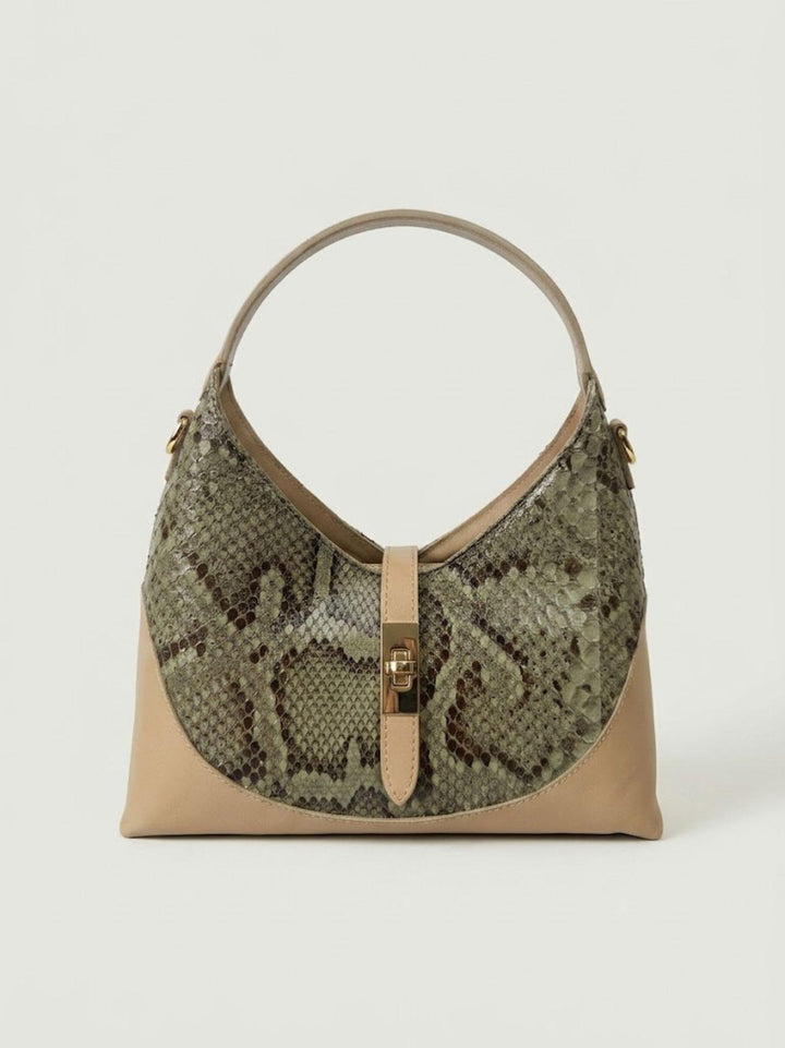 Borsa a spalla Elly in pelle di pitone verde ELLY-PITONE VERDE BIMOR 