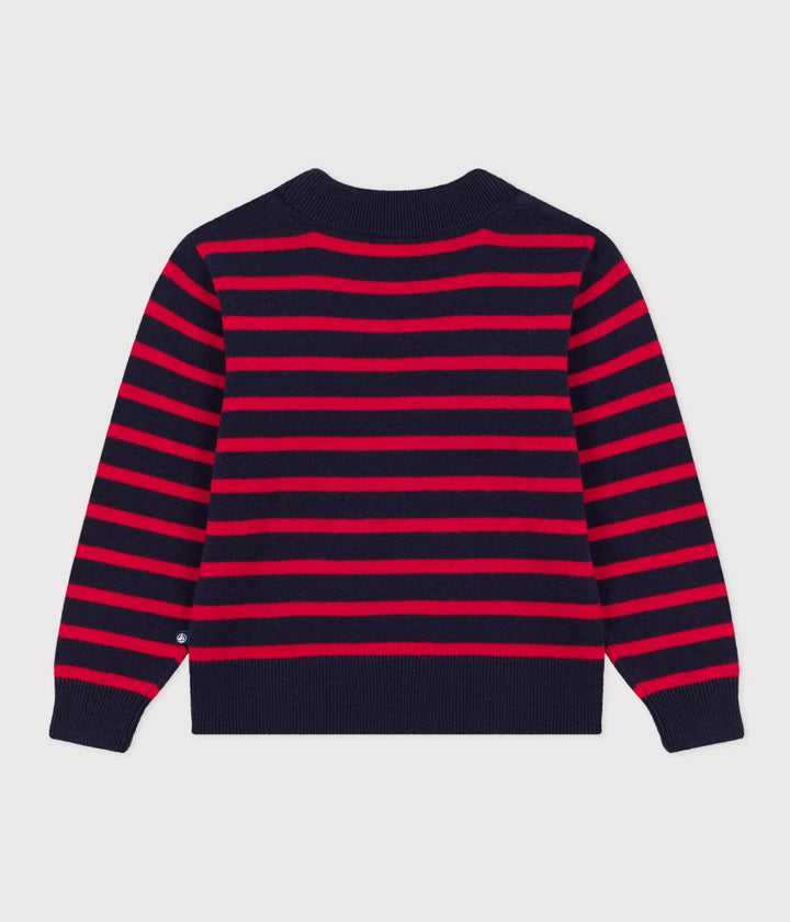 MAGLIONE ALLA MARINARA IN LANA E COTONE BAMBINO UNISEX A081S 01 PETIT BATEAU 