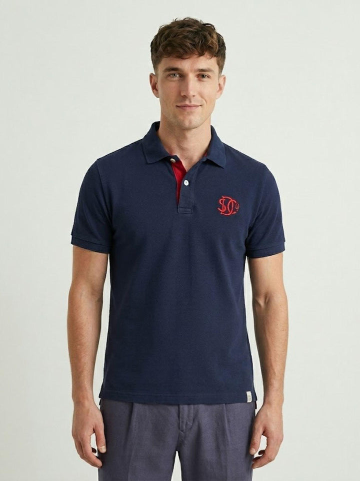 Polo piquet Monogram blu navy rosso M1110465A MZ9 SUPERDRY 