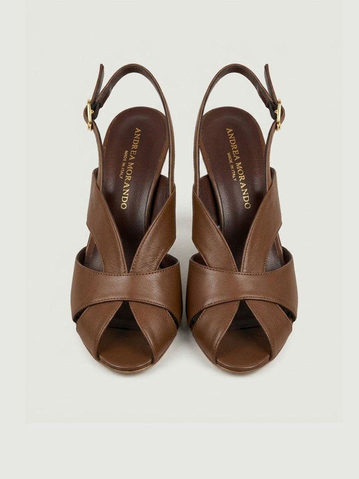 Sandalo slingback in pelle nappa cioccolato 1483 CHOCO ANDREA MORANDO 